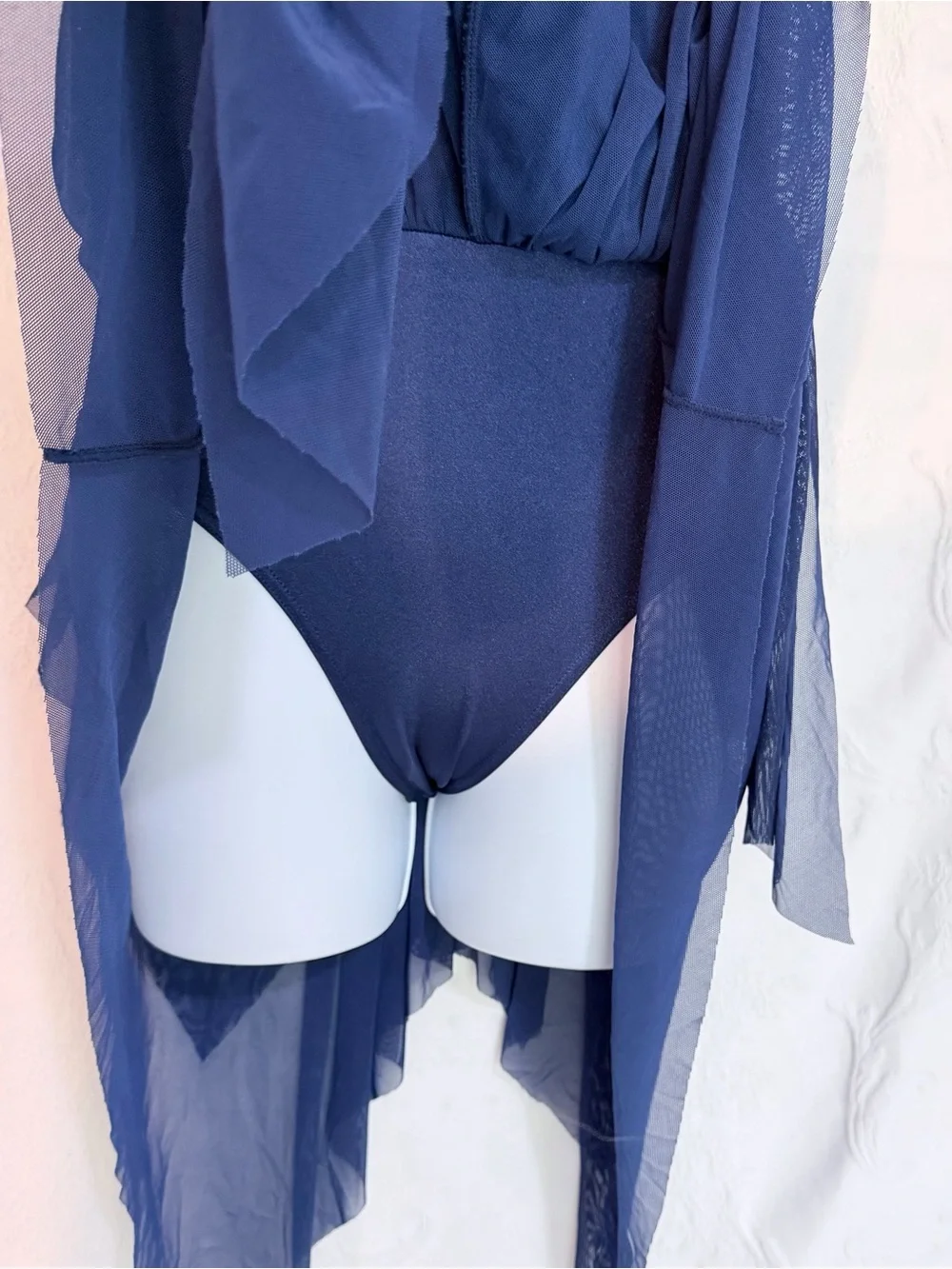 Weissman Navy Blue Halter Lace Chiffon Dance Costume Girls Sz LC D0057